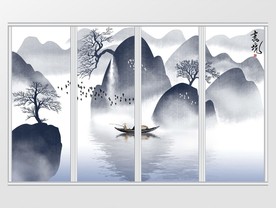 新中式水墨山水移门