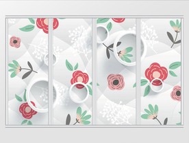 现代简约花卉蝴蝶移门