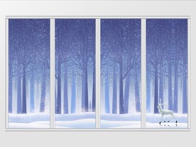 唯美梦幻树林梅花鹿移门