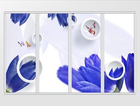 现代时尚简约花卉蝴蝶移门