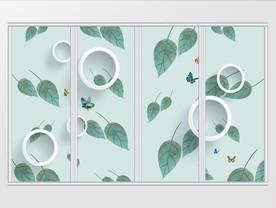 现代唯美简约花卉叶子移门