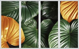 现代简约绿色金色叶子移门