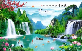 流水生财背景墙