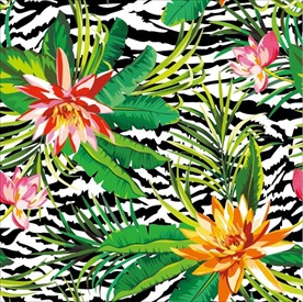 原创手绘花朵条纹无缝连接