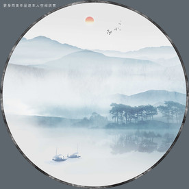 蓝色山水装饰画