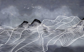 大型线条山水画壁纸