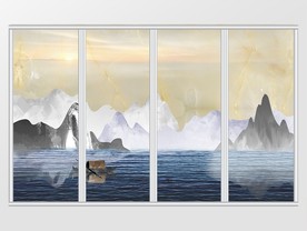 大理石纹风景移门