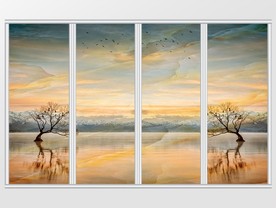 大理石纹风景移门