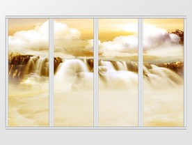 大理石纹风景移门