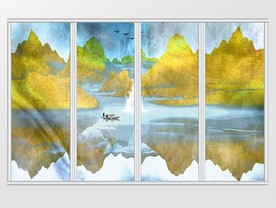 大理石纹风景移门