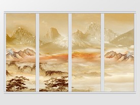 大理石纹风景移门