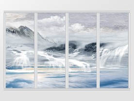 大理石纹风景移门