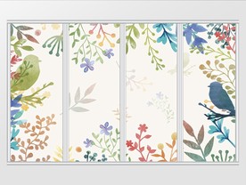 小清新水彩植物叶子移门