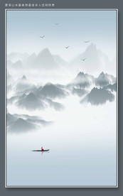 高清竖幅山水画装饰画