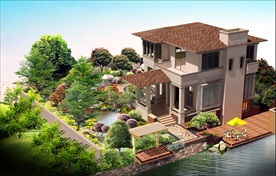 别墅庭院鸟瞰图