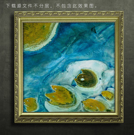 蓝色油画装饰画挂画