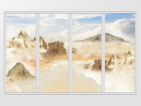 大理石纹山水风景移门