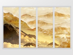 大理石纹山水风景移门