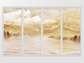 大理石纹山水风景移门