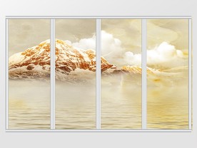 大理石纹山水风景移门