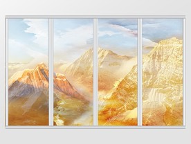 大理石纹山水风景移门