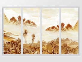 大理石纹山水移门
