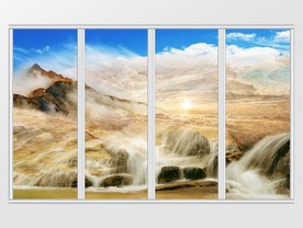 抽象山水瀑布移门