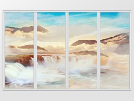 远山近景抽象移门