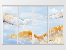 山水石纹抽象艺术移门