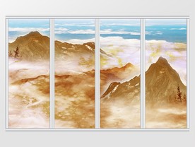 高山远景抽象艺术移门