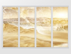 日出印象山水风景移门