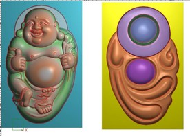 双面弥勒佛玉雕笑佛挂件精雕图