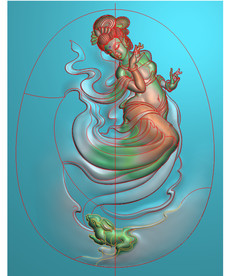 嫦娥玉兔仙女玉雕挂件精雕图浮雕