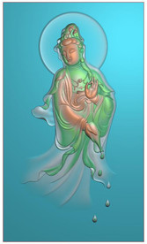 净瓶半身观音玉雕挂件精雕图浮雕