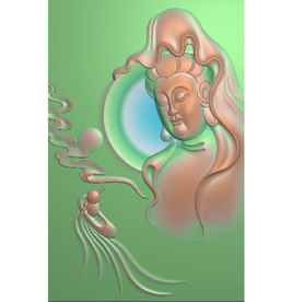 山水观音船玉雕挂件牌子精雕图