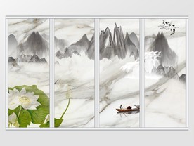 简约中式山水移门