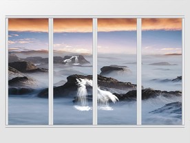 简约风景瀑布移门