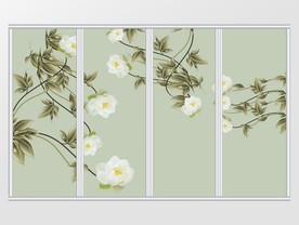 新中式写实花卉移门
