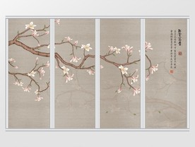 新中式玉兰手绘移门