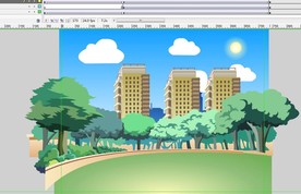 城市中太阳从东方升起动画7秒