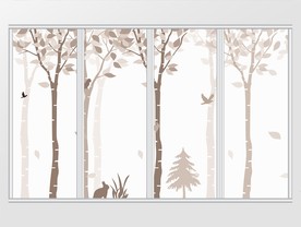 现代简约剪纸树林动物移门