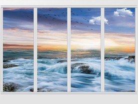 现代简约飞鸟日出移门