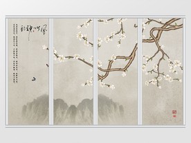 手绘玉兰室雅兰香移门