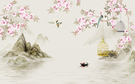 山水电视背景墙