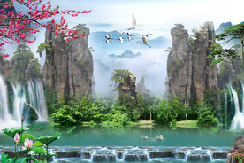 中式山水背景墙