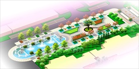 小区入口喷泉景观效果图