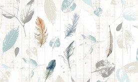 北欧植物叶子羽毛现代简约木板木