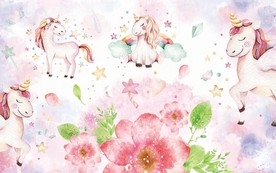 儿童飞马水彩手绘墙面背景底纹素