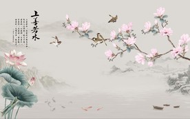 上善若水新中式创意玄关屏风背景