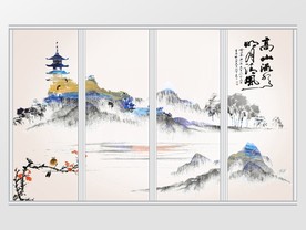中国风新中式水墨山水移门